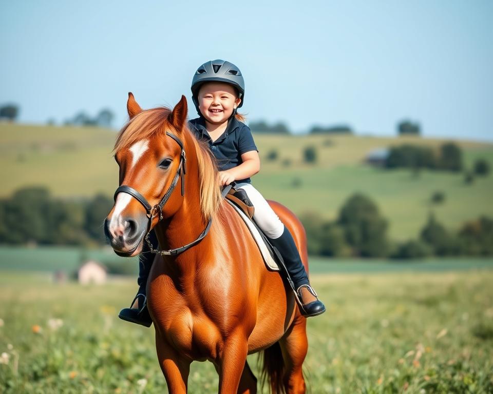 Deutsches Reitpony mit Kind