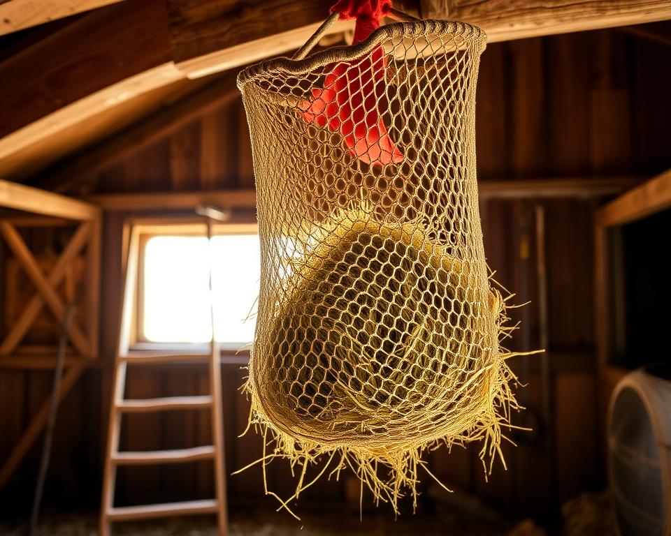 Heunetz befüllen und aufhängen