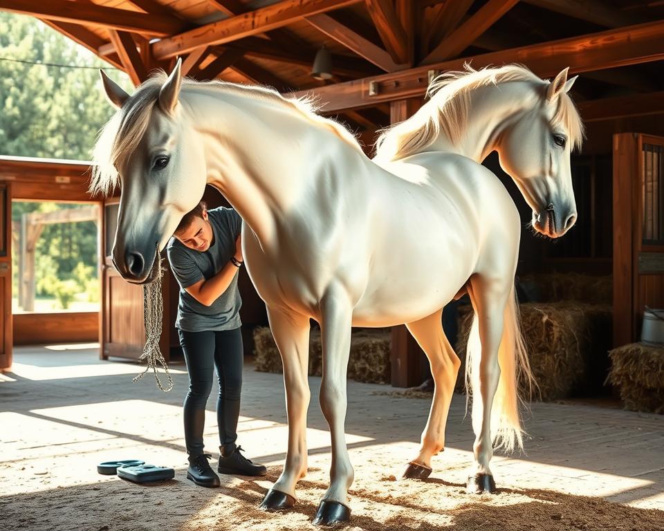 Perlino Cremello Pferdepflege