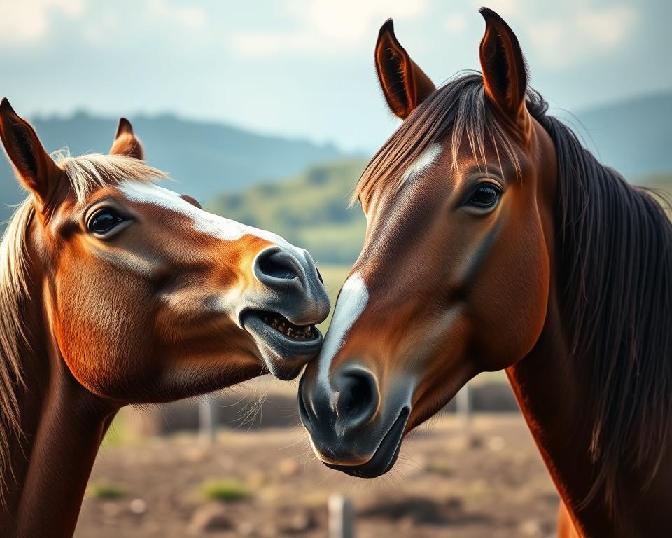 Pferde kommunizieren durch Schnauben
