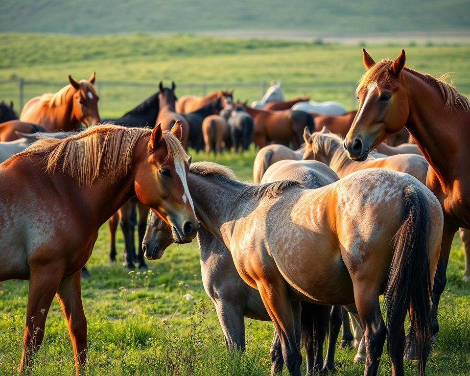 Pferdeherde in sozialer Interaktion Pferdeherde in sozialer Interaktion