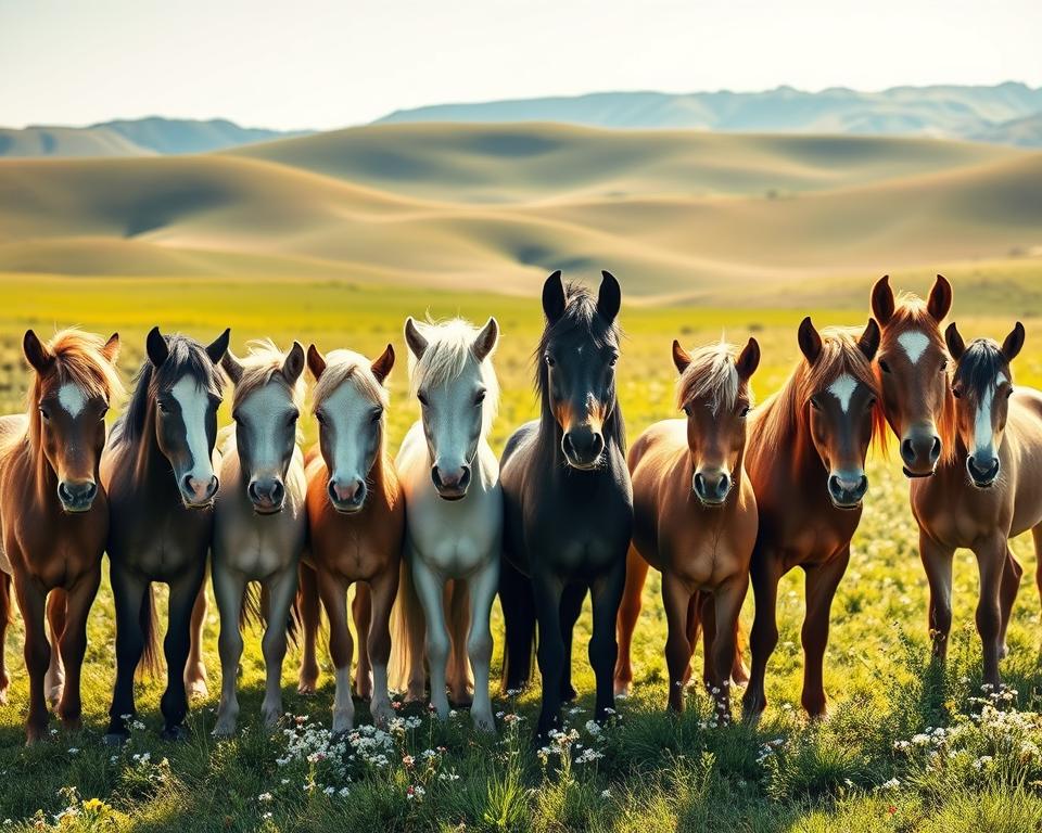 Verschiedene Ponyrassen im Vergleich