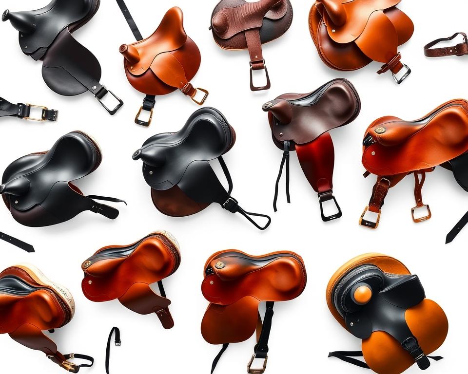 Verschiedene Satteltypen für Pferde