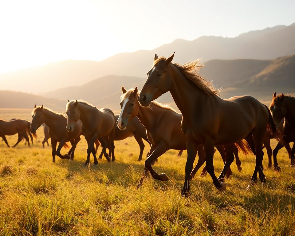 Wildpferde in natürlicher Umgebung