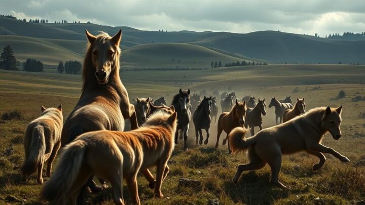 greifen wölfe pferde an