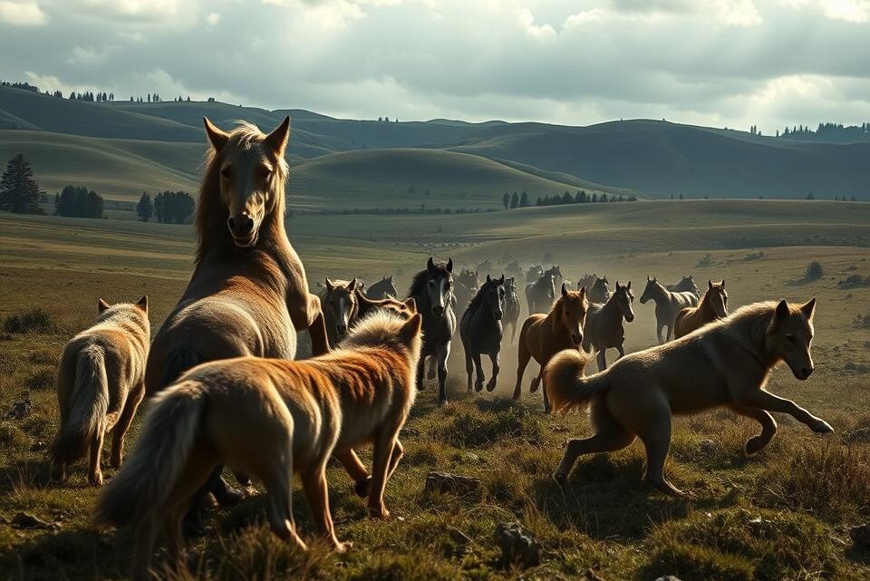 greifen wölfe pferde an